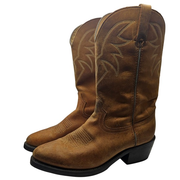 Durango Other - Mens Brown Leather Cowboy Western Boots Riding Pull On Round Toe size‎ 8EE